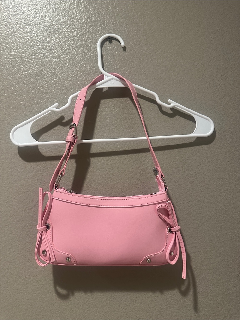 Pink Mini Shoulder Bag with Side Knot Details